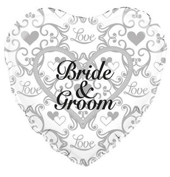 Oaktree 18inch Bride and Groom Filigree - Foil Balloons